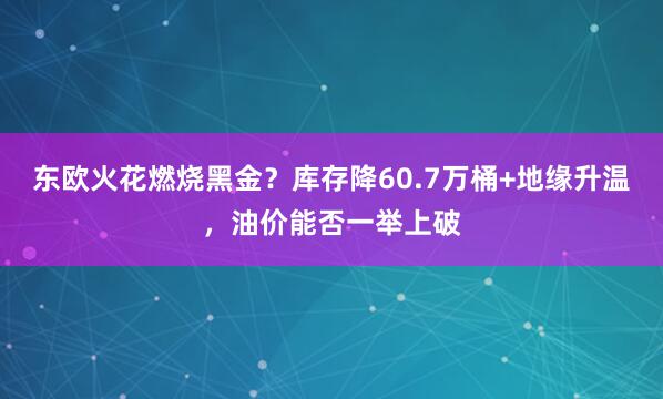 东欧火花燃烧黑金？库存降60.7万桶+地缘升温，油价能否一举上破